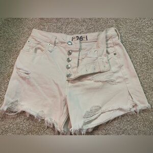 Free People White Jean Distressed Shorts